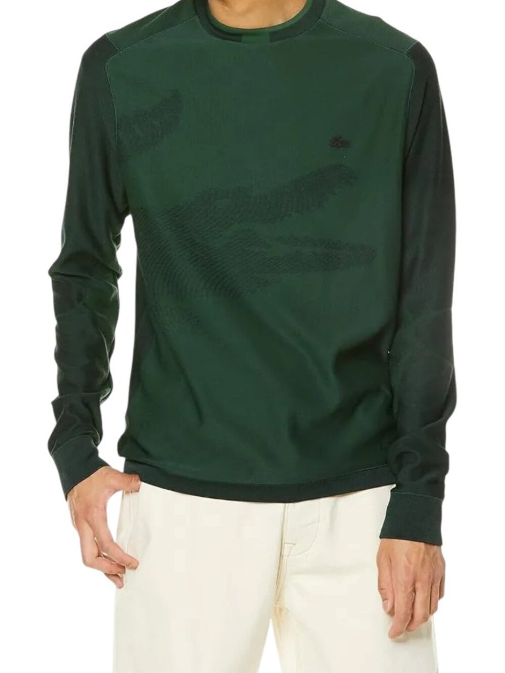 LACOSTE Forest Green Crocodile Jacquard Slim Fit Sweatshirt size S